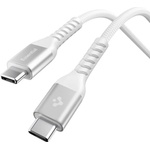 Spigen Кабел с бързо зареждане за устройства с USB-C порт - Spigen Essential Fabric USB-C to USB-C Cable 100W (бял) (100 см) (ACA11102)