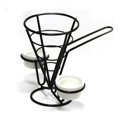 Horecano HORECANO-Стойка конус за сервиране на чипс с две купички за сос 10x15cm B2276B (181004-2(ЧЕРНО) (01981433)