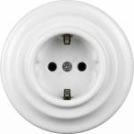 Elhard - Керамична ретро домашна розетка с рамка SCHUKO 230V бяла (EF0088C)
