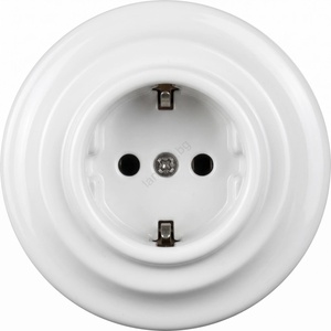 Elhard - Керамична ретро домашна розетка с рамка SCHUKO 230V бяла (EF0088C)