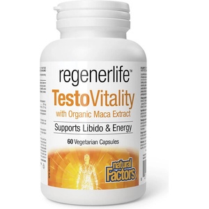 Natural Factors Формула за мъже TestoVitality Regenerlife - Тестостерон, енергия и мъжка виталност, 60 капсули (1918 NF)