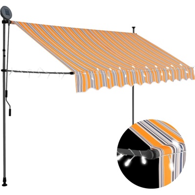 vidaXL Ručně zatahovací markýza s LED světlem 300 cm žlutomodrá