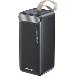 Awei PA-81 аварийно зарядно устройство с 2 USB+Type-C порта, 50000mAh, LED дисплей, ЧЕРНО (PA-81)