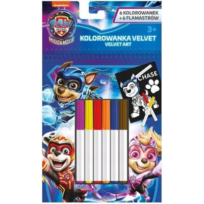 Súprava zamatových omaľovánok s fixkami Labková patrola 12 kusov