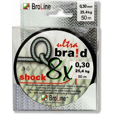 BROLINE šňůra Q-Braid Shock 8X 50m 0,30mm 25.4kg