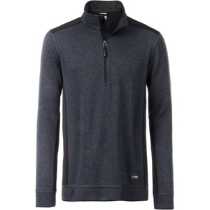 Daiber JN 864 / Мъжко поларено работно яке, 1/2 цип - карбонов меланж/черно M (020864s7602)