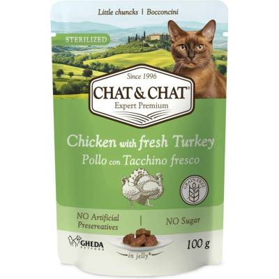 Chat & Chat Sterilized Cat Chicken with Turkey, 100 g