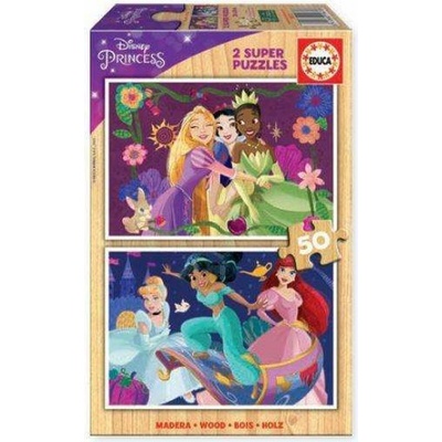 EDUCA Dřevěné Disney princezny 2x50 dílků