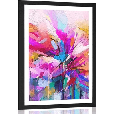 Plakát s paspartou abstraktní barevné květiny - 40x60 no frame