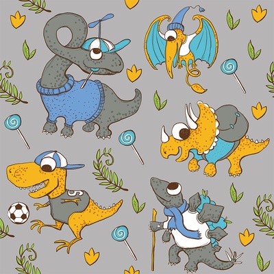Látka letní softshell - dinosauři šedé