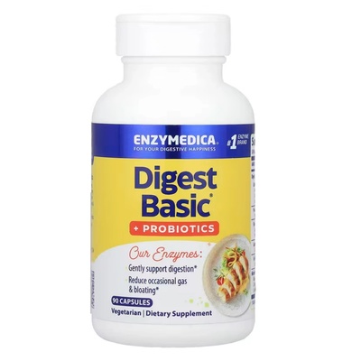 Enzymedica Digest Basic + Probiotics, Храносмилателни ензими с пробиотици, 90 капсули