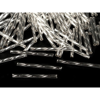 Rokajl PRECIOSA kroucené tyčinky 7 mm 50 g křišťál průtah stříbro