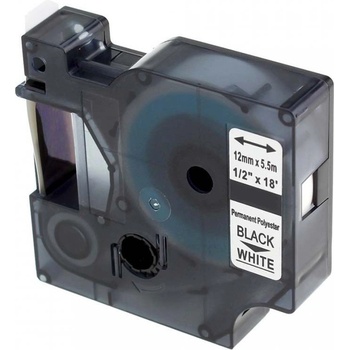 Pro Dymo Съвместима лента с Dymo 18483, 12mm x 5, 5m черен печат / бял фон, полиестер (18483)