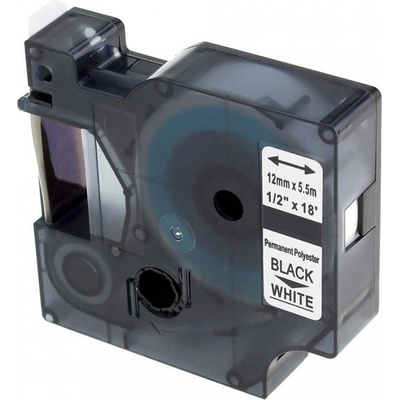 Compatible Съвместима лента с Dymo 18483, 12mm x 5, 5m черен печат / бял фон, полиестер (18483)