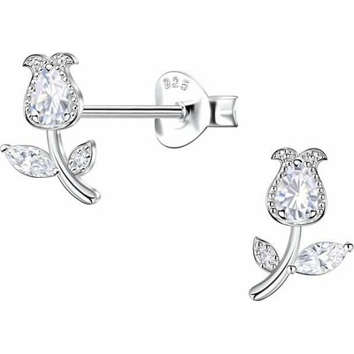Nefertitis 33280 Stříbrné náušnice pecky se zirkony TULIPÁN 8 mm NF59519 8 mm, 0,72 g