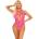 Мрежесто боди с кръстосано деколте - Body Cross Neck Pink S/M/L (D-243778)