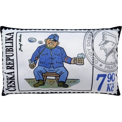 Švejk s půllitrem poštovní známka Polštář 43x25 Josef Lada
