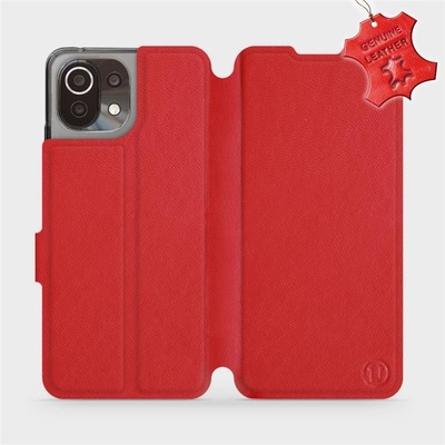 Pouzdro Mobiwear Luxusní kožené flip Xiaomi Mi 11 Lite LTE / 5G - Červené - L_RDS Red Leather
