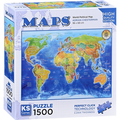 KS Games Пъзел KS Games от 1500 части - Световна политическа карта (22043)