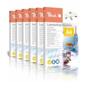 Peach laminating film A4-125 mic - 6x 100 pieces - glossy - suitable for all laminating machines - PP525-02 - PP525-02P