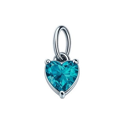 Šperky4U Ocelový přívěsek se zirkonem srdíčko Aquamarine OK1722 B