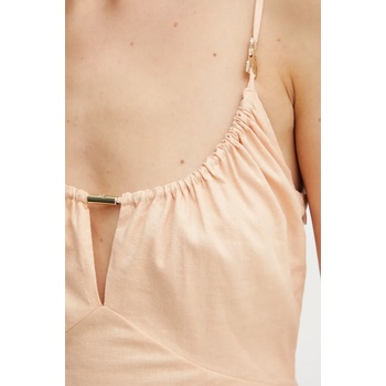 Patrizia Pepe Ленена рокля Patrizia Pepe в оранжево среднодълга с кройка по тялото 2A2885 A584 (2A2885.A584)