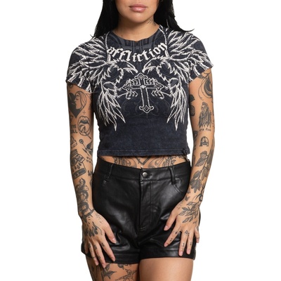 AFFLICTION дамска тениска (топ) affliction - seismic empire - black lava wash - aw28307-bklv