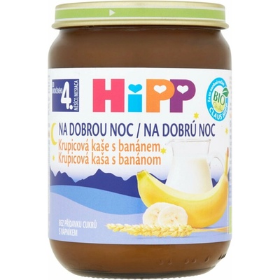 HiPP Bio mliečna Dobrú noc krupicová s banánom 190 g