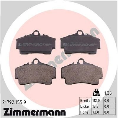 Sada brzdových platničiek, vždy 4 kusy v sade ZIMMERMANN 21792.155.9 (217921559)