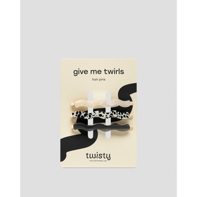 Twisty Sada vlnitých sponek do vlasů - mramorová, perleťová, černá 3 ks