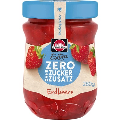 SCHWARTAU Extra ZERO Erdbeere ovocný džem s jahodami, bez přidaného cukru, se sladidly 280 g