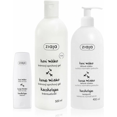 Ziaja Goat's Milk krémové sprchové mydlo 500 ml + telové mlieko 400 ml + krém na ruky a nechty 80 ml kozmetická sada