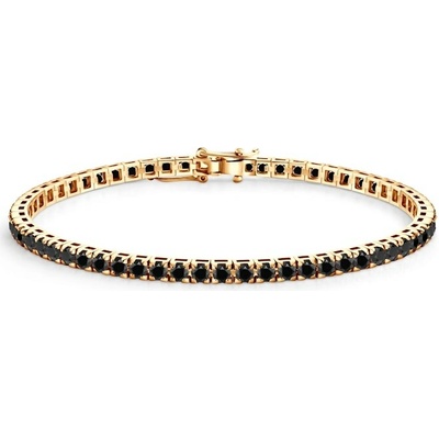 SAVICKI Tenisový náramok žlté zlato s čiernymi diamantmi 1.770 ct 3 mm 17 cm - SAV-B-TENIS-17CM-30SZ-20K-585-CZD-Z
