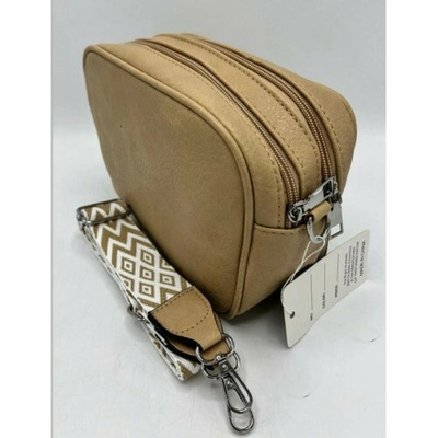 Umhängetasche mit breitem Textilriemen beige