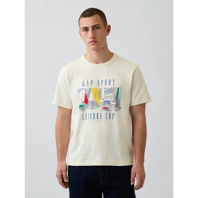 Gap tričko Heavyweight s logom béžové