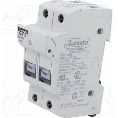 LOVATO ELECTRIC FB01F1N Pojistkový spodek; 10x38mm; na přípojnici DIN; 32A; 690VAC