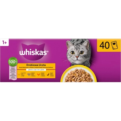 WHISKAS kapsička hydinový výber v želé 40 x 85 g