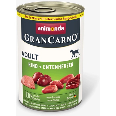 Animonda Gran Carno Adult -Консервирана храна за израснали кучета с говеждо и патешки сърца, 400 гр