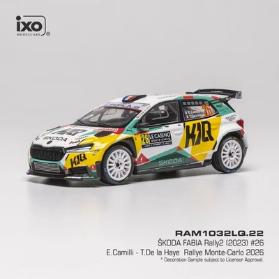 IXO Škoda Fabia Rally2 Rallye Monte Carlo 2026 26 Camilli De la Haye 1:43