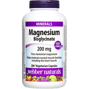 Webber Naturals Магнезий (бисглицинат, оксид, глицин) 200 mg 300 капсули | Webber Naturals (5289 WN)