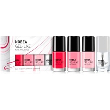 NOBEA Day-to-Day Dragonfruit #N07 lak na nehty 6 ml + Pink rosé #N02 lak na nehty 6 ml + Salmon nude #N62 lak na nehty 6 ml + Top coat vrchní ochranný lak na nehty s leskem 6 ml