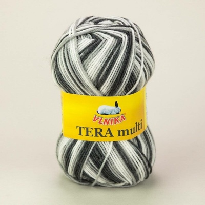 Pletací příze Vlnika TERA MULTI 821 šedá, melírovaná, 100g/300m