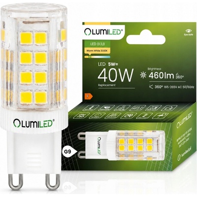 Lumiled LED žiarovka G9 kapsula 5W = 40W 460lm 3000K Warm 360°