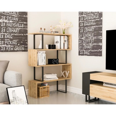 Asir Knihovna ADRIANA 124x91,5 cm béžová/černá AS0800