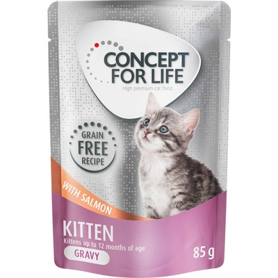 Concept for Life bez obilnín Kitten losos v omáčke 48 x 85 g