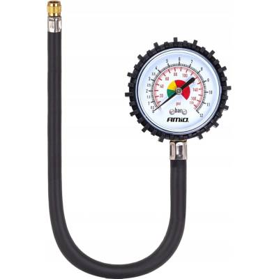 AMIO Analogový tlakoměr pneumatik 0-12 bar, hadice 30cm 04468