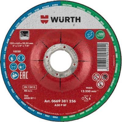 Würth Kotouč brusný 125 x 6 x 22,2 mm 0669381256