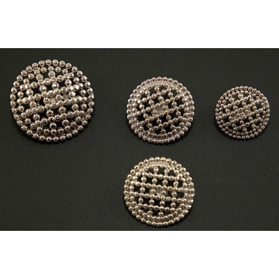 Luxusný gombík so spodným prišitím - lesklé svetlé striebro - priemer 2,3 cm