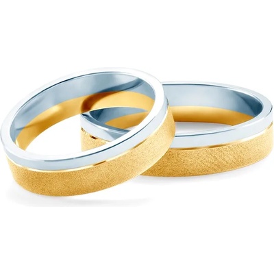 SAVICKI Сватбени халки: двуцветно злато, плоски. 5 мм