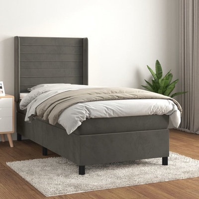 Petrashop 3132706 boxspring postel s matrací tmavě šedá samet